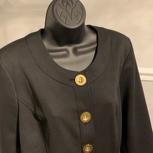 Simonton Says Black Ponte Jacket with Gold Buttons Size L NWT